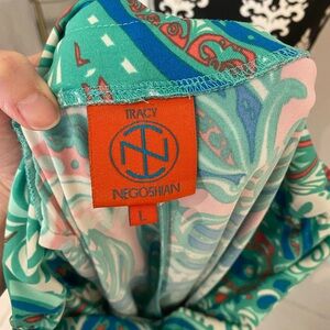 Tracy Negoshian Teal and Pink Swirl Top